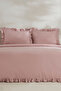 Pure Ruffle 100% Cotton Double Duvet Cover Set Powder