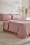 Pure Ruffle 100% Cotton Double Duvet Cover Set Powder - 2