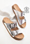 Silver Genuine Leather Women's Slippers 20527