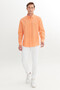Men's Orange Comfort Fit Relaxed Fit Hidden Button Collar 100% Cotton Flared Shirt - 2