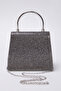 Antrasit Taşlı Abiye Kadın Şık Mini Boy Clutch El Çantası TAKSS25OC00066 - 5