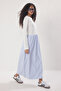 Blue Striped Woven Fabric Skirted Single Jersey Knitted Dress Tctss25Eb00146 - 2
