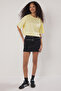 Sarı Relaxed/Rahat Kalıp %100 Kalın Pamuklu Crop Örme T-Shirt TWOSS23TS00038 - 2