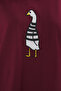 Bordo %100 Pamuk Ördek Nakışlı Rahat/Relaxed Kesim Bisiklet Yaka Örme T-Shirt TWOSS25TS00201 - 3