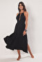 Siyah Örme Cut Out Detaylı Maxi Plaj Elbise TBESS25EL00123