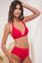 Kırmızı Drapeli Üçgen Kaplı Bikini Üstü TBESS25BU00051