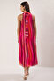 Pembe Soyut Düz Kesim Maxi Dokuma Elbise TWOSS25EL00408 - 2