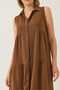 Women's Bitter Brown Shirt Collar Buttoned Muslin Loose Muslin Dress 70320 60283221 - 5