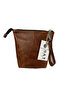Genuine Leather Tan Makeup and Handbag – Domestic Production Zippered Women's Bag - 2