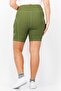 Women Stretchable Textured Basic Shorts, Olive - 2