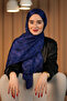 شال جاكار أزرق منقوش على شكل الشطرنج