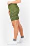 Women Stretchable Textured Basic Shorts, Olive - 4