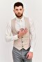 Men Skinny Fit Solid Waistcoat, Stone