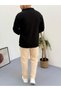 Black Beige Men's Summer Crinkle Lycra Fabric Long Sleeve Shirt Tracksuit 2-Piece Wrinkled Set - 2