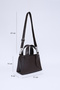 Coffee Color Shk60 Faux Leather Single Compartment Double Handle Hand and Cross Shoulder Bag L:14 W:21 W:8 cm - 2