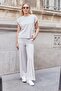 Women's Modal Silky L Stretch Fabric Fabric Wide Crew Neck Off Shoulder T-Shirt Blouse-Stone - 3