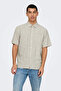 Men's Onscaiden Short Sleeve Single Pocket Linen Shirt 22031805   Beige
