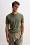 Crew Neck Knitwear Khaki T-Shirt