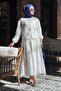 Tied Brode Stone Detailed Skirt Suit White 3014