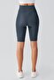 Ribbed Above Knee Biker Stretchy Adjustable Waist Maternity Leggings - 4