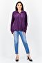 Women Pointed Collar Long Sleeve Textured Shirt, Purple - 3
