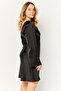 Women Solid Casual Mini Dress, Black - 3