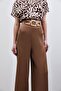 Satin Crepe Trousers with Waist Belt - Camel - 3