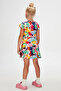 Cutouts Foliage Girls Patterned Short Sleeve Dress - 4