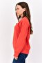 Women Crew Neck Long Sleeves Embroidered Logo Sweatshirt, Red - 3