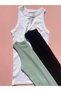 Halter Neck Ribbed Cotton Premium Texture Camisole 3-Piece Black, White, Green Knitted Women's T-Shirt Undershirt - 2