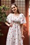 Women's Cherry Patterned Gimped Lined Summer Poplin Midi Dress - 3