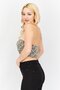 Women Straight Across Strapless Crop Top, Green - 4