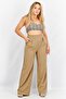 Women Halter Neck Sleeveless Checkered Bralette Tops, Grey - 3