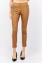 Women Petite Plain Faux Leather Skinny Pant, Brown