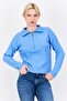 Women Mock Neck Knitted Sweater, Blue