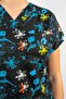 Unisex Navy Blue Floral Patterned Surgical Doctor Nurse Single Top Jersey - 4