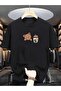 Unisex Black Coffee and Teddy Bear Printed Oversize Cotton Summer Breathable Casual Stylish T-Shirt
