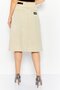 Women Plain Buckle Waist Midi Skirts, Beige - 4