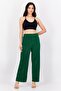 Women Regular Fit Textured Straight Leg Pant, Green - 4