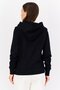Women Embroidered Long Sleeves Hooded Sweatshirt, Black - 3