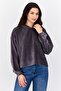 Women Textured Long Sleeves Hoodie, Dark Grey