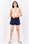 Women Embroidered Logo Basic Shorts, Navy - 4