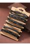 18.5cm 6pcs Men's PU Leather Punk Street Style Black Handmade Men Minimalist Twist Bracelet - 7