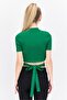 Women Mock Neck Short Sleeve Textured Top, Green - 3