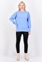 Women Crew Neck Solid Sweater, Light Blue - 3