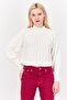 Women Mock Neck Knitted Sweater, Bright White