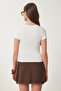 Basic Knitted Crop Blouse with Snap Fasteners Bone Lfw0003 - 6