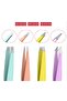 4 Pieces Professional Stainless Steel White Tweezers Set with Leather Bag - 4