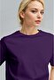 Women's Purple Breathable Crew Neck Regular Fit Regular Cut Unprinted Basic T-Shirt - 2