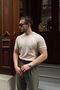 Kama Men's Crew Neck Cotton Regular Fit Short Sleeve Beige Thin Knitwear T-Shirt - 8